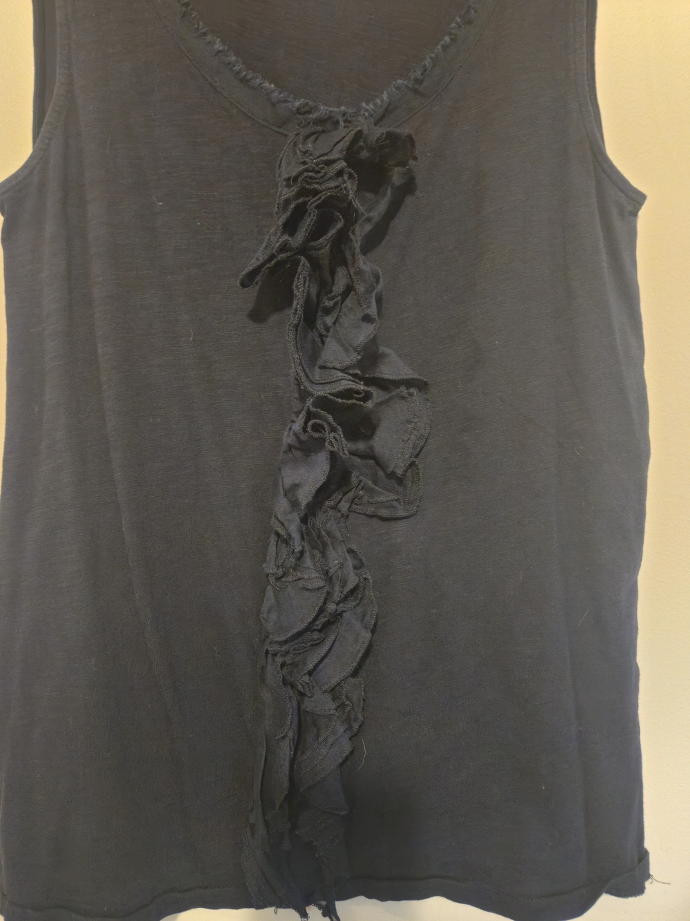 LOFT Navy Sleeveless Ruffle-Front Tank - Picture 5 of 5